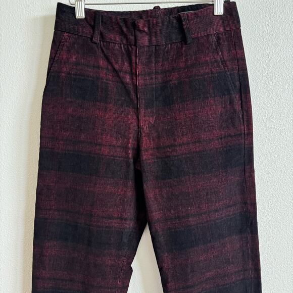 AG The Elvie Black and Red Plaid High Rise Crop Trouser Pants Women's 27 NWT - Picture 2 of 10